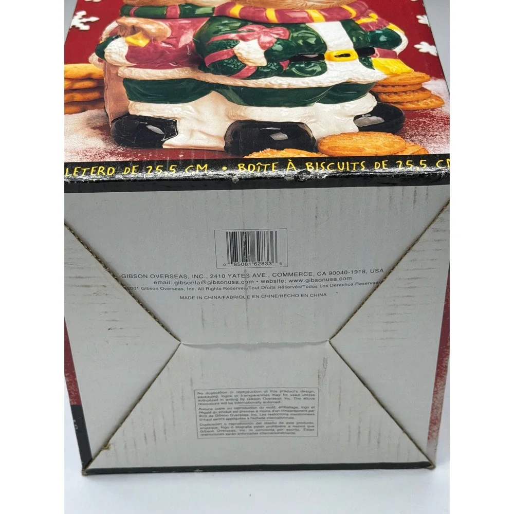 2001 Gibson Holiday Bear Trio 10 Inch Cookie Jar Ceramic Festive Christmas Decor
